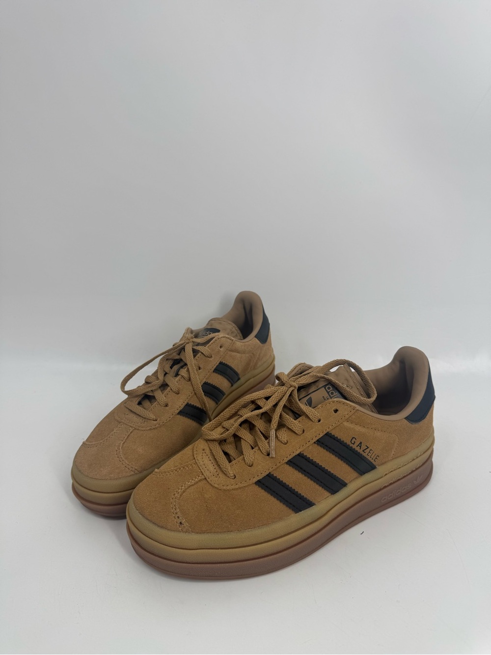 Adidas Originals Womens Gazelle Bold Sneakers Cardboard Core Black Gum Size 6.5 - Picture 3 of 11